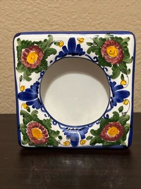 Talavera Mexican Art Pottery Free Standing Floral Picture Frame Signed